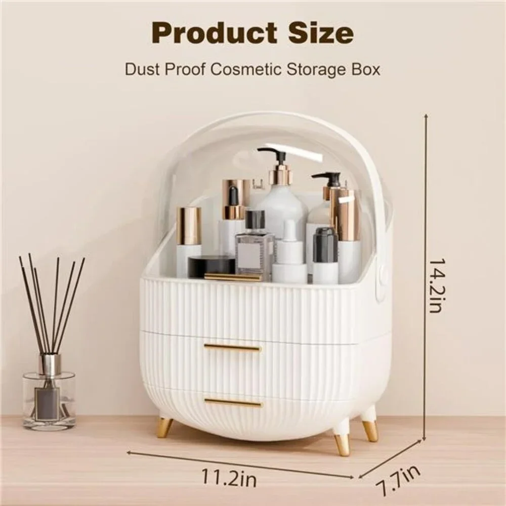 Makeup organizer with lid drawers skincare vanity storage box for countertop